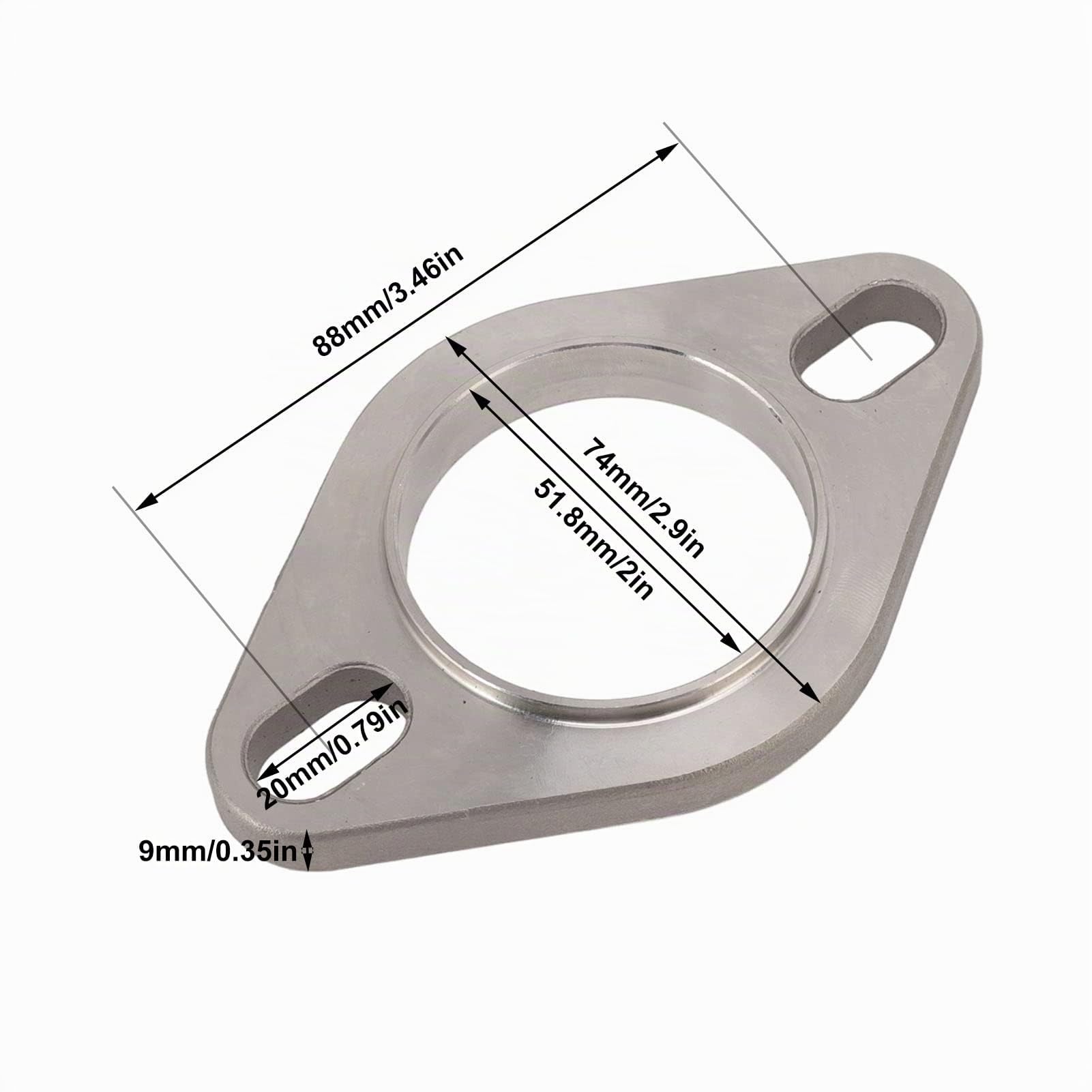 Kit de Connexion de D'échappement, 2 Boulons 2 Pouces Kit de Connexion de D'échappement en Acier Inoxydable pour Collecteurs Catback de Tuyau de Descente D'échappement