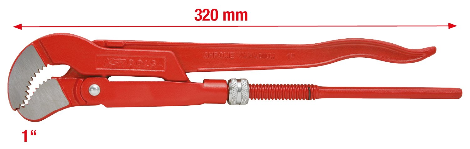 KS Tools 113.1000 Swed. pattern pipe wrench 45°angled,1