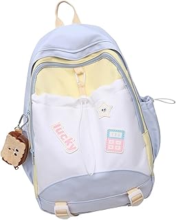 Mochila de estilo coreano informal, mochila escolar para estudiantes, color de contraste, viajes, para adolescentes, estudiantes, escuela, viajes, bonita estética para adolescentes