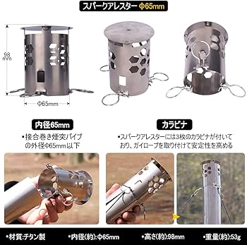 Amazon.co.jp: Soomloomチタン製スパークアレスター薪ストーブ巻き煙突