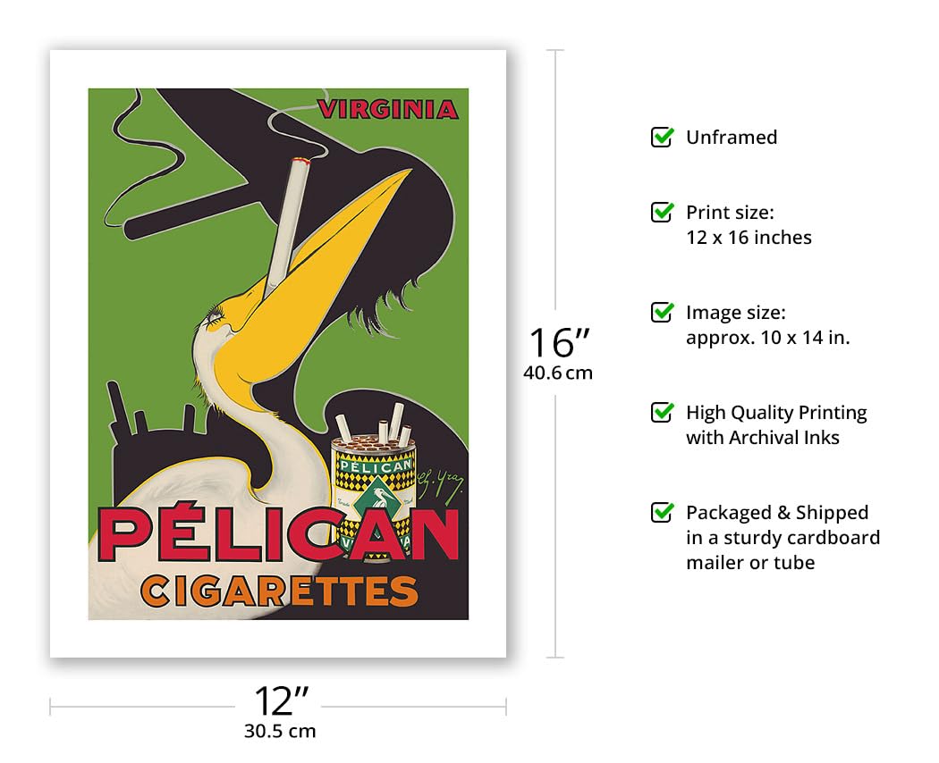 Amazon.com: Pelican Cigarettes - American Virginia Tobacco - Vintage  Advertising Poster by Charles Yray c.1925