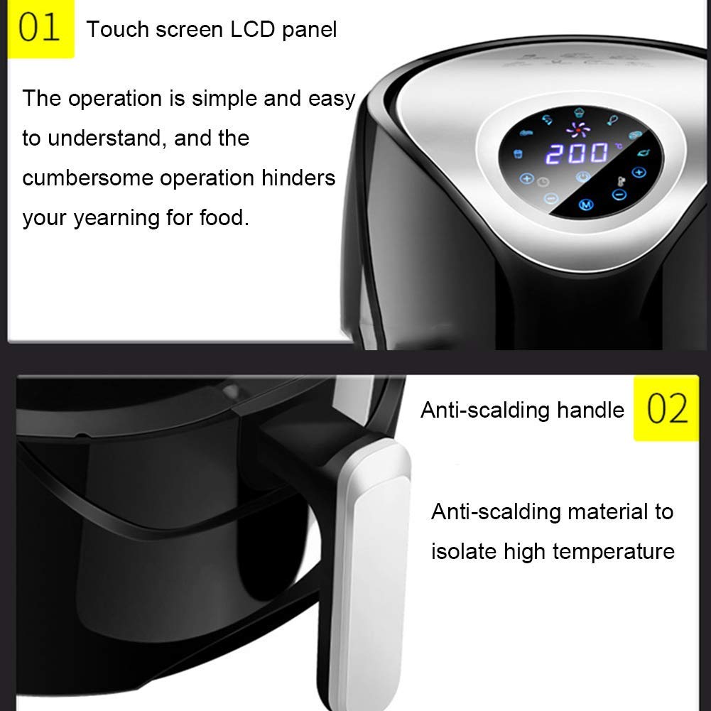 Ulepszony Air Fryer XL, Piekarnik z Frytkownicą Beztłuszczową, 8 Ustawień Gotowania, Elektryczny Piekarnik z Gorącym Powietrzem z Funkcją Podtrzymywania Ciepła, Odłączany Kosz Można Myć W Myjce