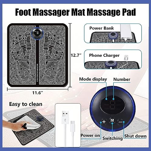 Image of Rechargeable (EMS) FOOT massager mat, Muscle Stimulator, Simulated Massage Therapy for Foot,Hands,Arms,Shoulder,Arthritis Pain and Vericose Veins,Drug-free Pain Relief 5 (Large) 01 Dec