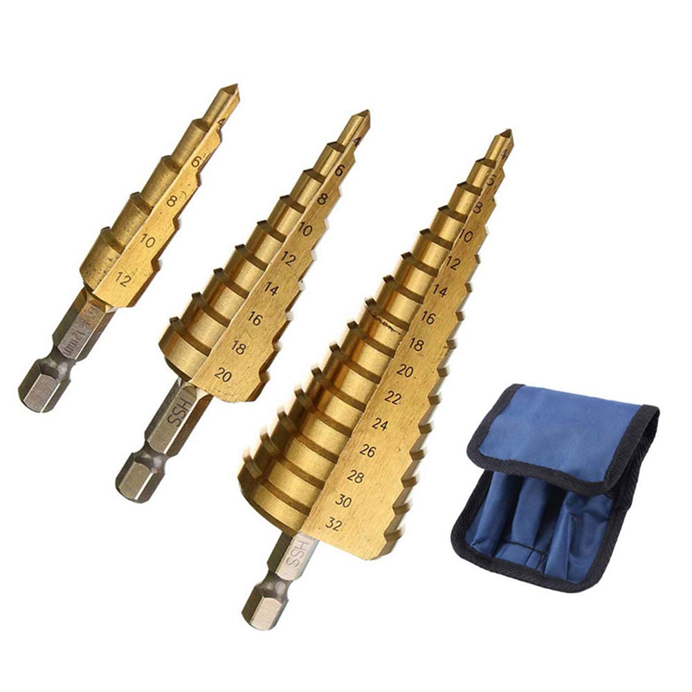 Buy 3Pcs HSS Step Bits Set Step Drill Bit Set Metric 412 20 32mm Steel
