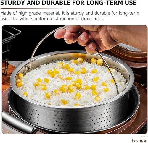 Miniatura 6 de UPKOCH Cesta de vapor de acero inoxidable para pasta, cesta de vapor para verduras, cesta de cocción de arroz china con asa para cocinar verduras y