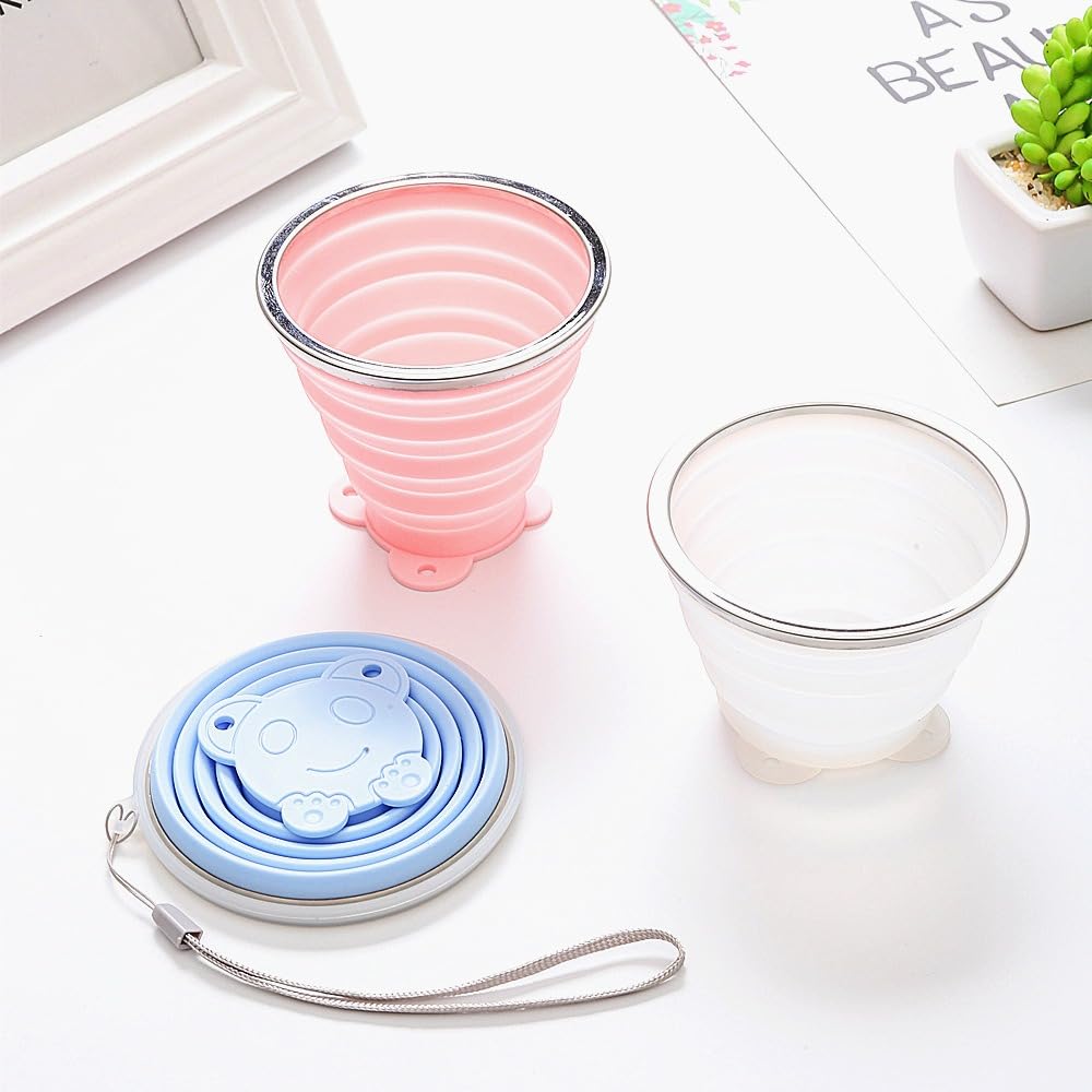 180/270/320ml Folding Cup Foldable Collapsible Silicone Water Bottle with Lid Outdoor Travel Cups Teacups Ware Jug (Green,320ML)