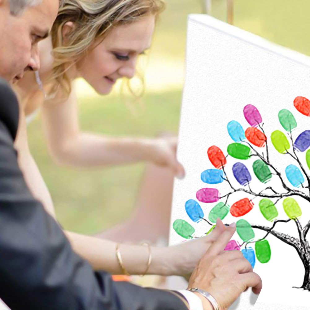 Albero per Impronte digitali,Pittura per impronte digitali fai-da-te, Wedding Tree Libro degli ospiti per il tuo matrimonio, Signature Albero Matrimonio Decorazione Festa Nniversario Compleanno, 21x3