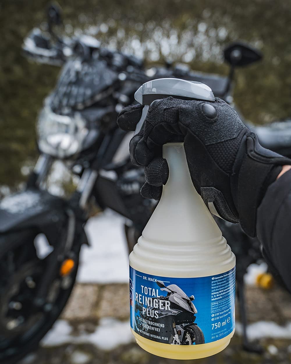 Motorrad Reinigung, Trocknen & Detailer Bundle - Dr. Wack S100 Total Reiniger Plus + Bike Detailer S100 Schnellreiniger + detailmate Trockentuch & Poliertuch + Microfiber Monkey Waschhandschuh