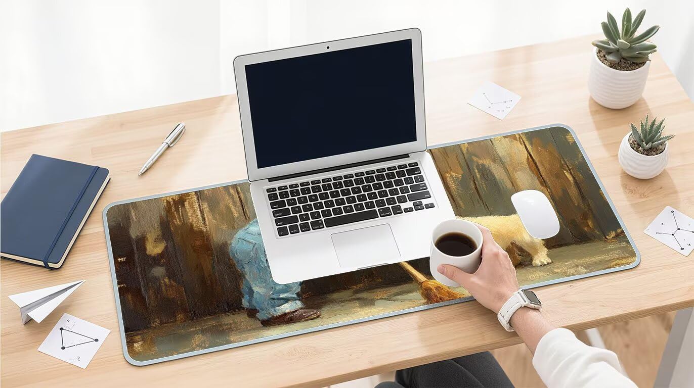 Tappetino Mouse XXL 1000x500 mm Mouse Pad Ragazzo Sottomano Scrivania Cane Mousepad Accessori Gaming Desk Mat per Migliorare Velocità Tappetini Gaming, per Ufficio Casa Computer Lavoro Gioco D-859