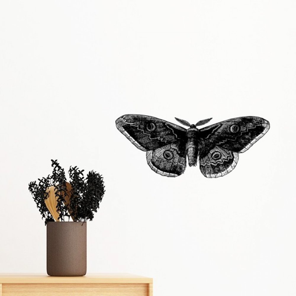 Sticker cerf-volant amovible noir 50cm pour relooker un mur blanc sans abimer la peinture