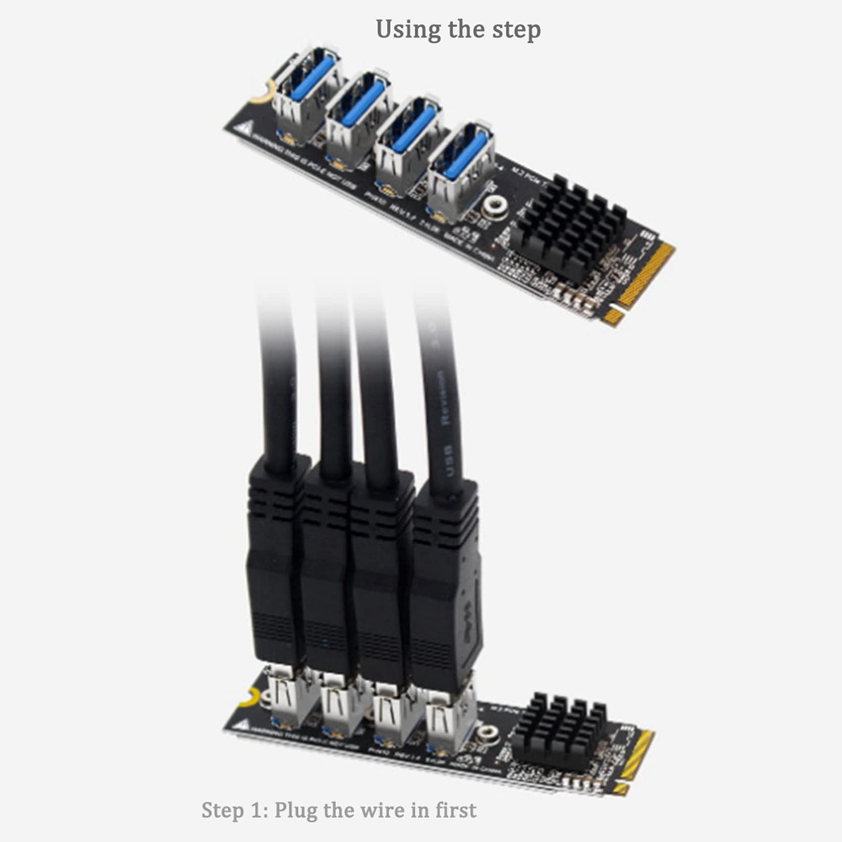 Lot de 3 cartes d'extension M.2 M-Key PCie M.2 vers Pci-E X1 4 ports USB 3.0 pour carte graphique ASM1184E M.2