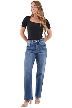 RFM Chloe High Rise Wide Leg Jeans Medium Wash at Amazon