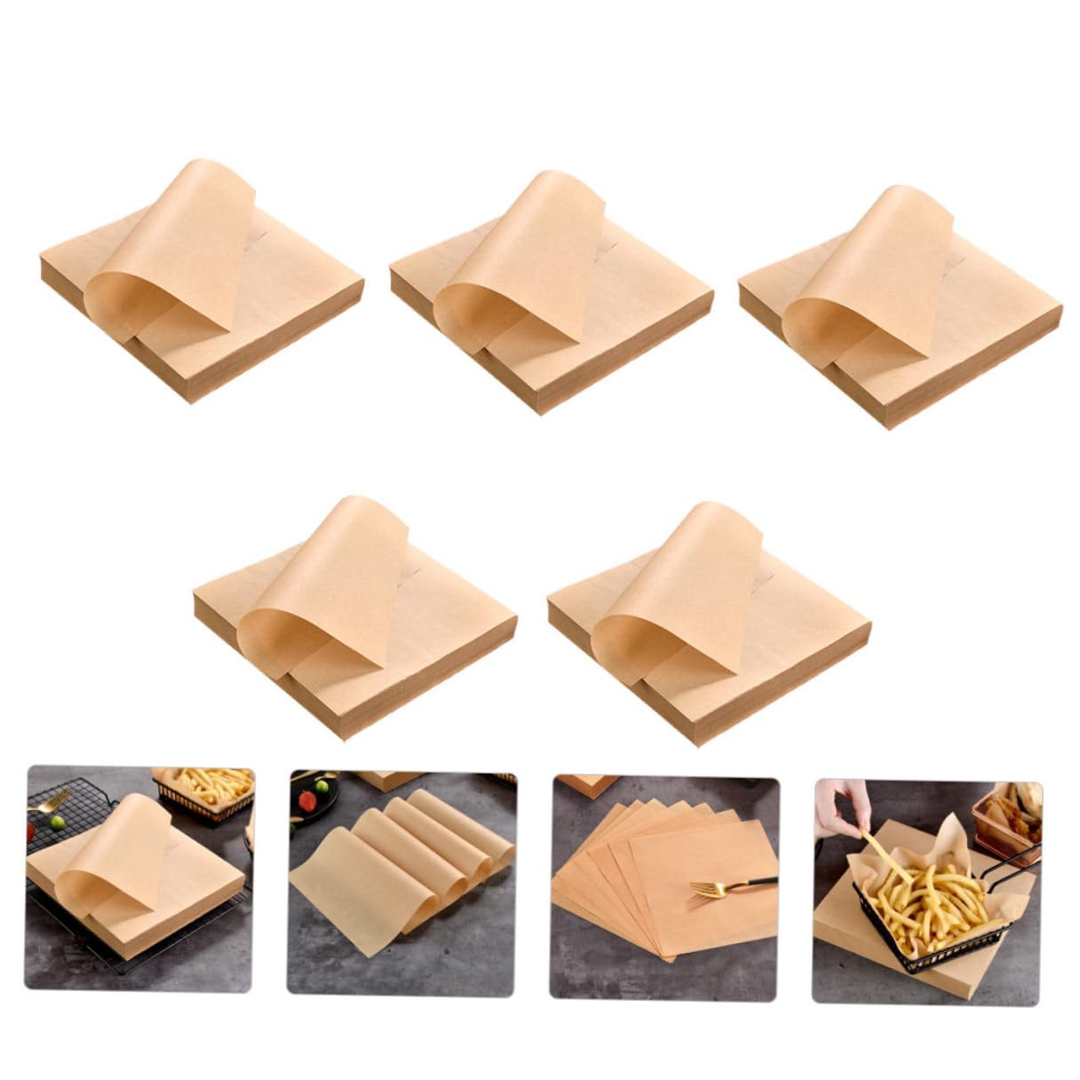 500 Fogli Carta da Forno in Carta Kraft Antiaderente Assorbente per Olio Resistente al Grasso per Fritti e Cibi da Asporto Stile Americano