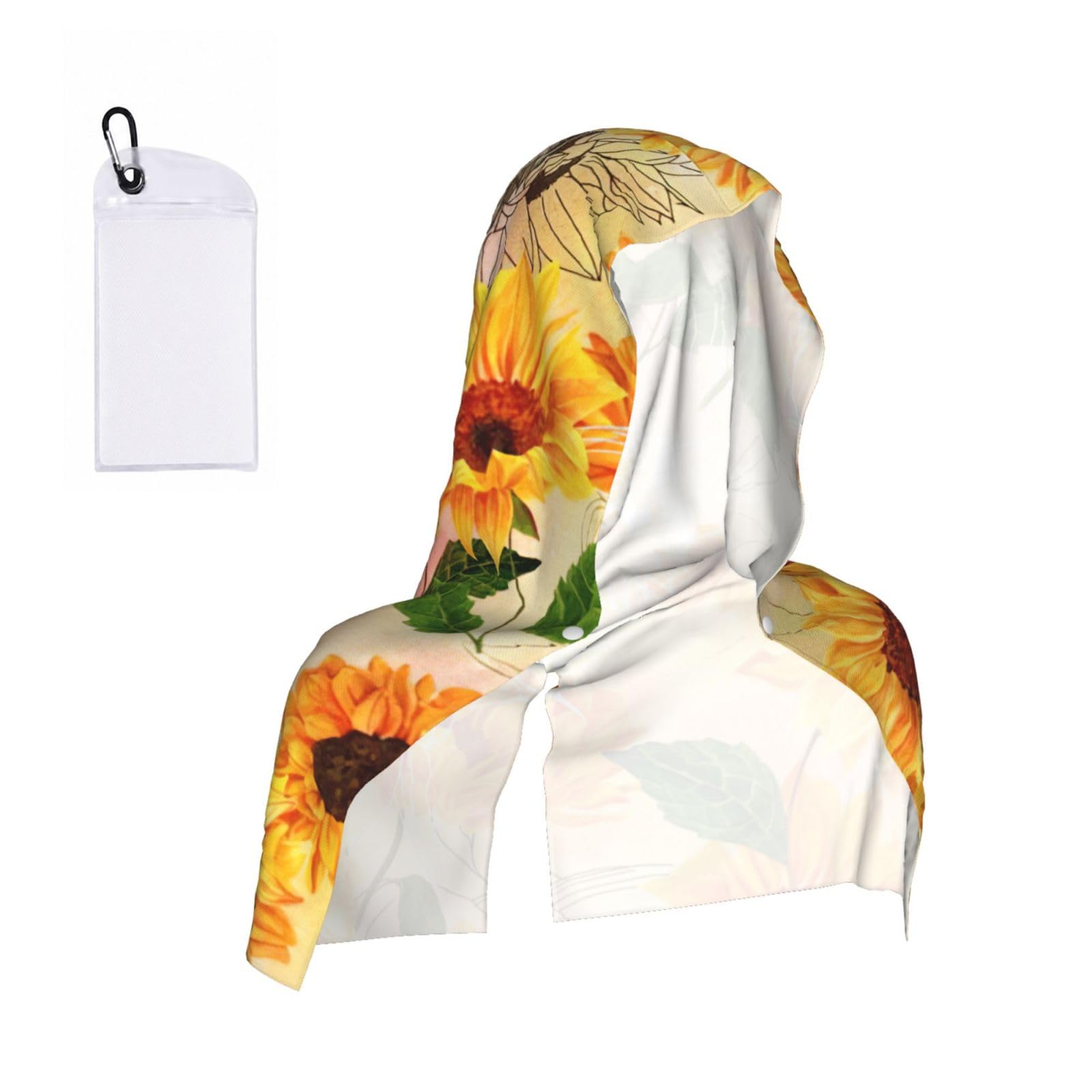 Beautiful Sunflower Print Cooling Hooded Sports Towel, 30×60cm Quick Drying Summer Cool Head Wrap For Neck And Face