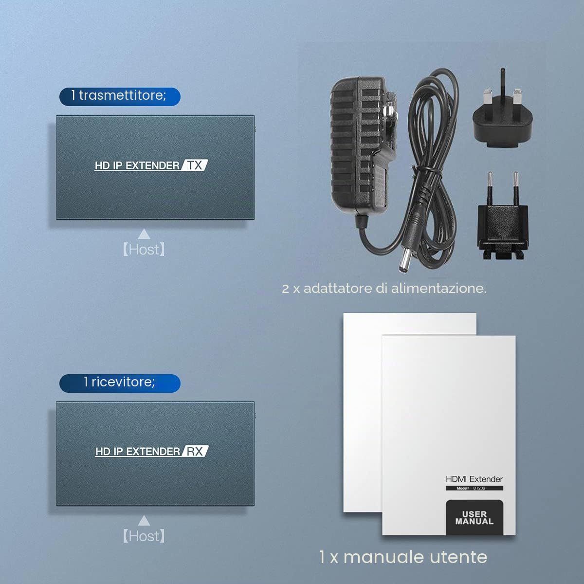 PWAYTEK Ricevitore Extender HDMI 150m su Cat5e-Cat8, Full HD 1080P@60Hz, loop-out integrato, sistema uno a molti via switch gigabit senza ritardi (Blu)