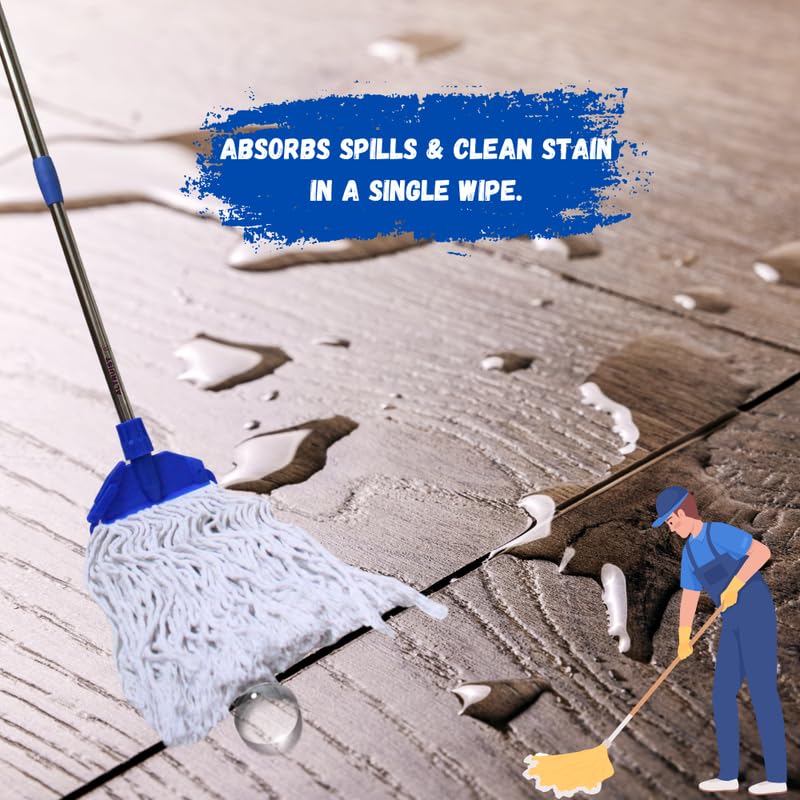 Image of ALTRUIST Clip N Fit Cotton Floor Mop with 4 Feet Telescopic Rod and Extra Wet Mop Refill|Microfiber T Mop for Cover Large Cleaning Area at Home,Office,Kitchen