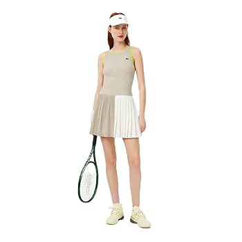 【LACOSTE】Tennis Color Tipping Dress Ivory Women's Piqué Tennis Dress with Removable Liner - Dresses