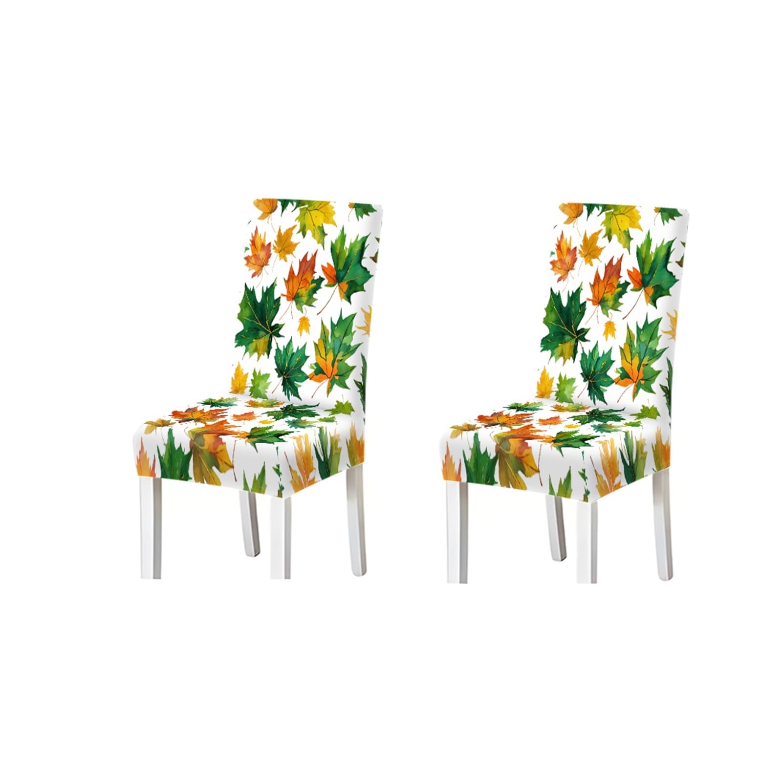 BOSUYBN Watercolor Maple Leaf Autumn Pattern Print Dining Chair Covers Set Of 2/4/6, Stretch Slipcovers For Kitchen Dining Room Furniture Protectors for Home Dining Room(2PCS Chair cover)