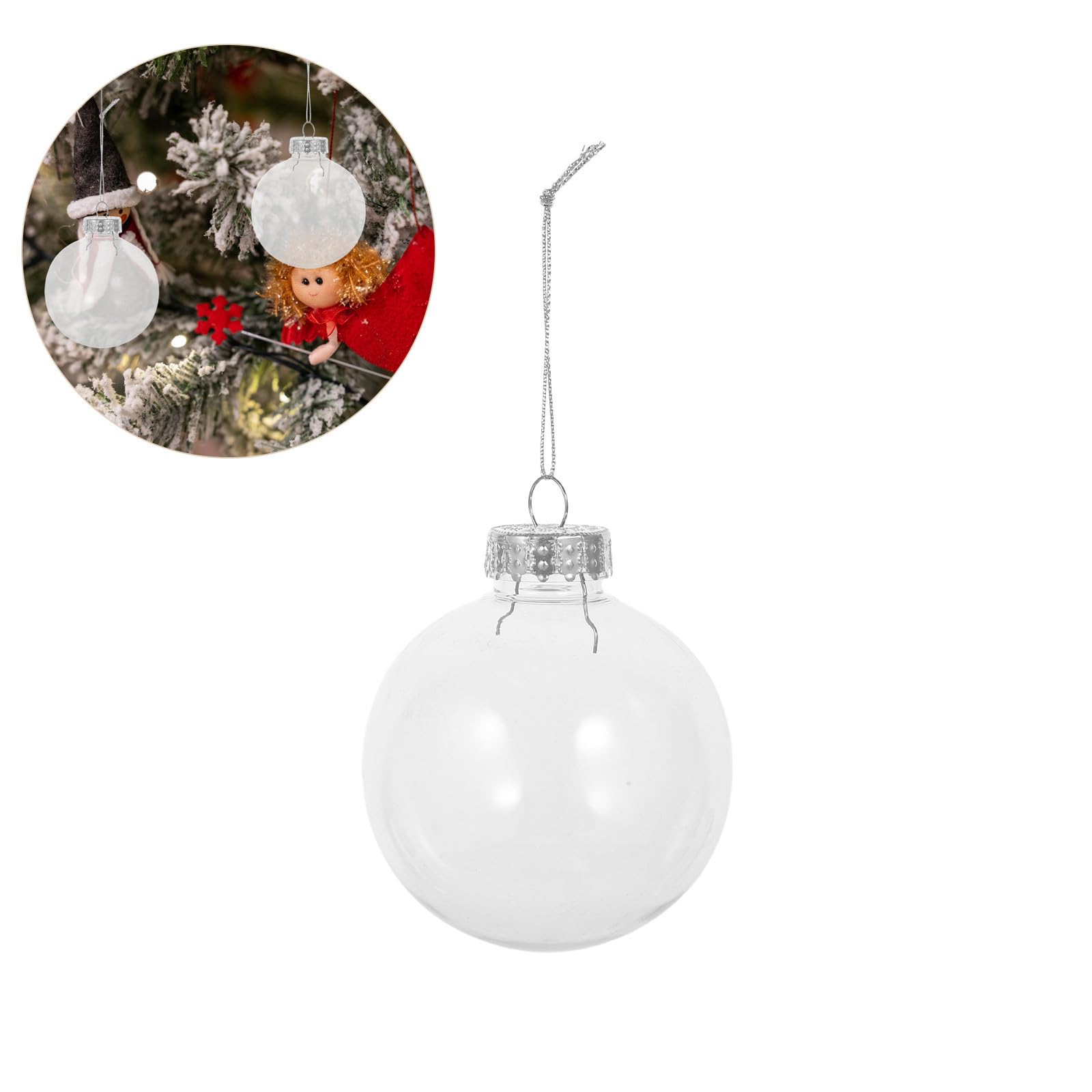 BESPORTBLE 10 Unidades Bolas Transparentes para Árbol de Navidad de Plástico, Decoración Creativa y Simple para Festival y Ambiente Festivo DIY