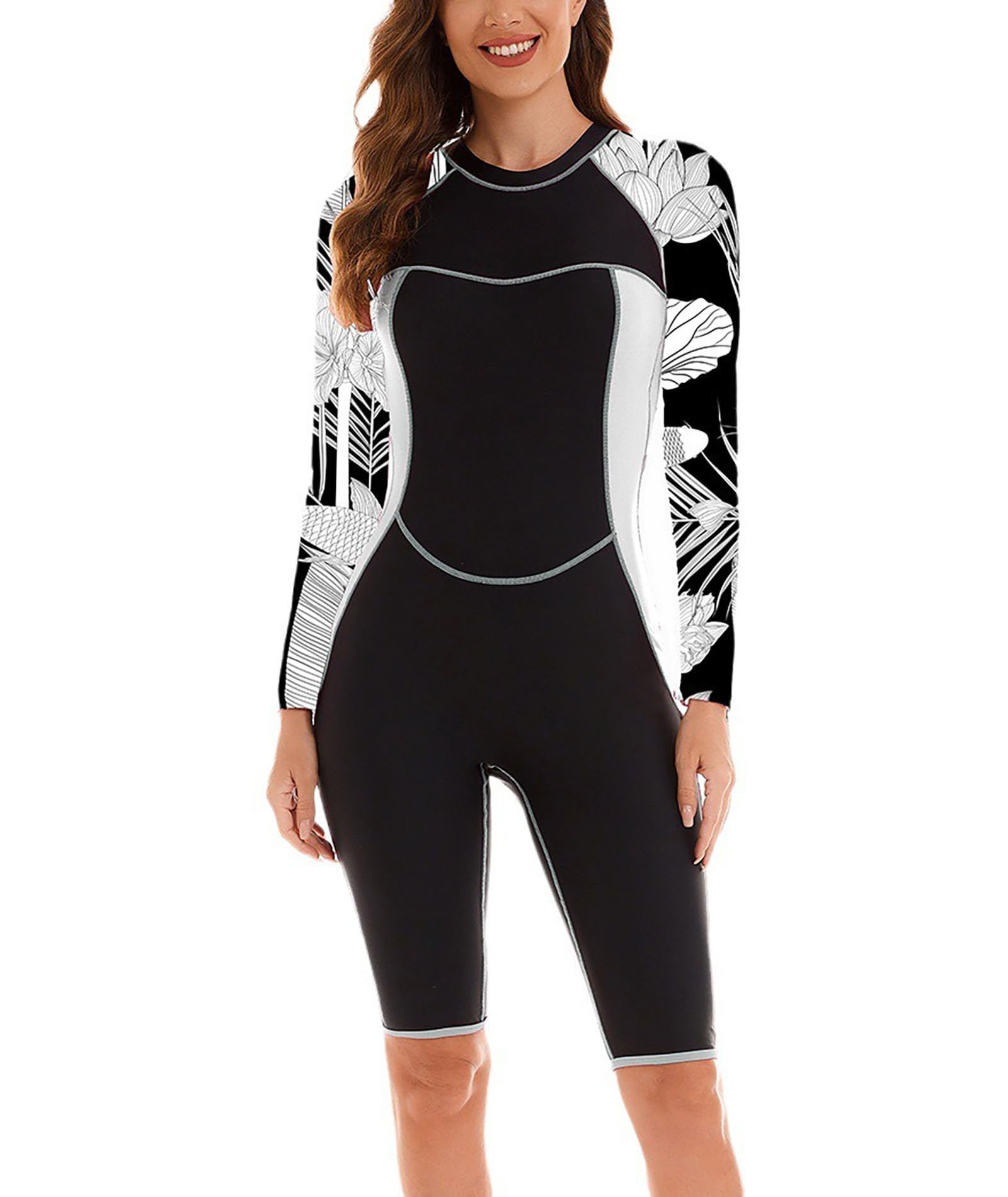 AQQYA Boyleg Rashguard für Damen, LSF 50+, UV-Schutz, langärmelig, hoher Halsausschnitt, gepolstert, Surf-Badeanzug