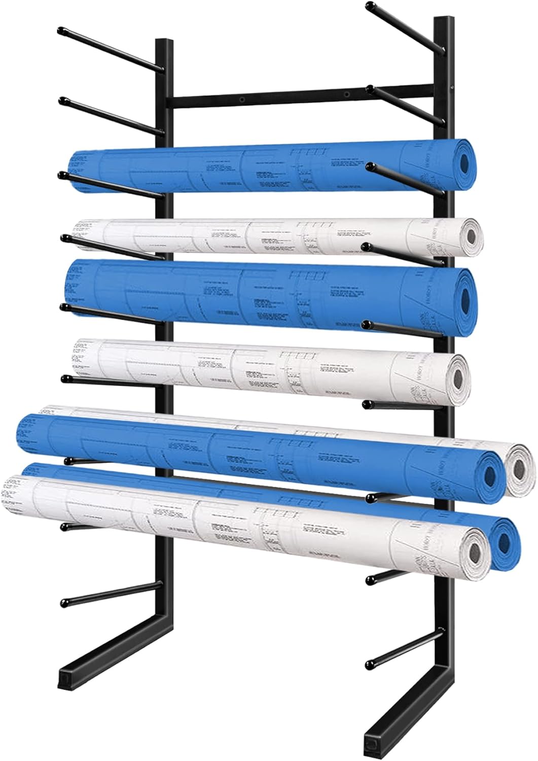 Royxen 9-Tier Blueprint Storage Rack Organizer,Heavy Duty Metal Blueprint Holder for Large Plans,Drawings and Maps Storage,Suitable for Construction, Art Print and Engineering(44“H x21.5 L x11.8 W)