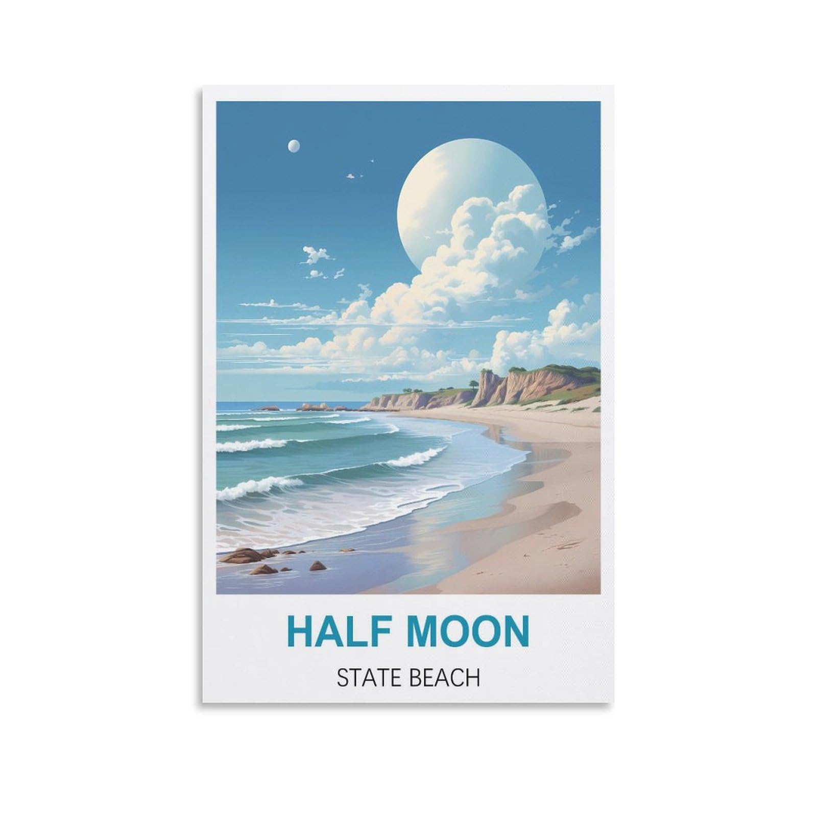 Vintage Metal Tin Signs,Half Moon State Beachs Travel Tin Signs Metal Poster Wall Decor Office Cafe Bathroom Badroom 30x30cm
