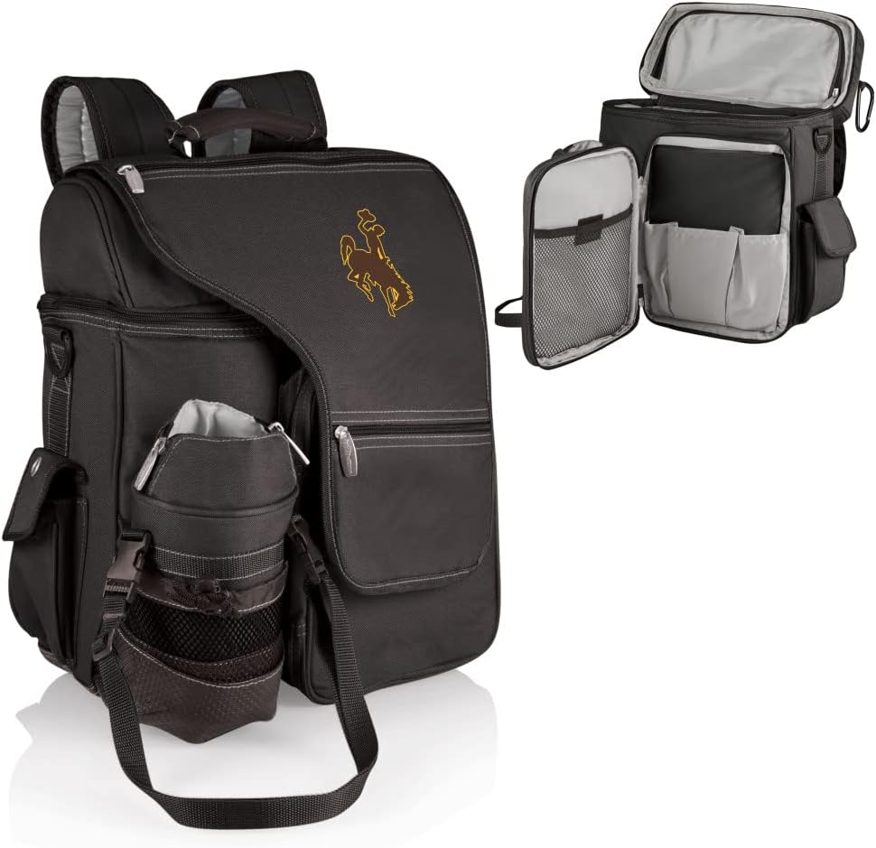 PICNIC TIME NCAA Wyoming Cowboys Turismo Backpack Cooler with Water Bottle Carrier - Soft Cooler Backpack - Travel Cooler Bag