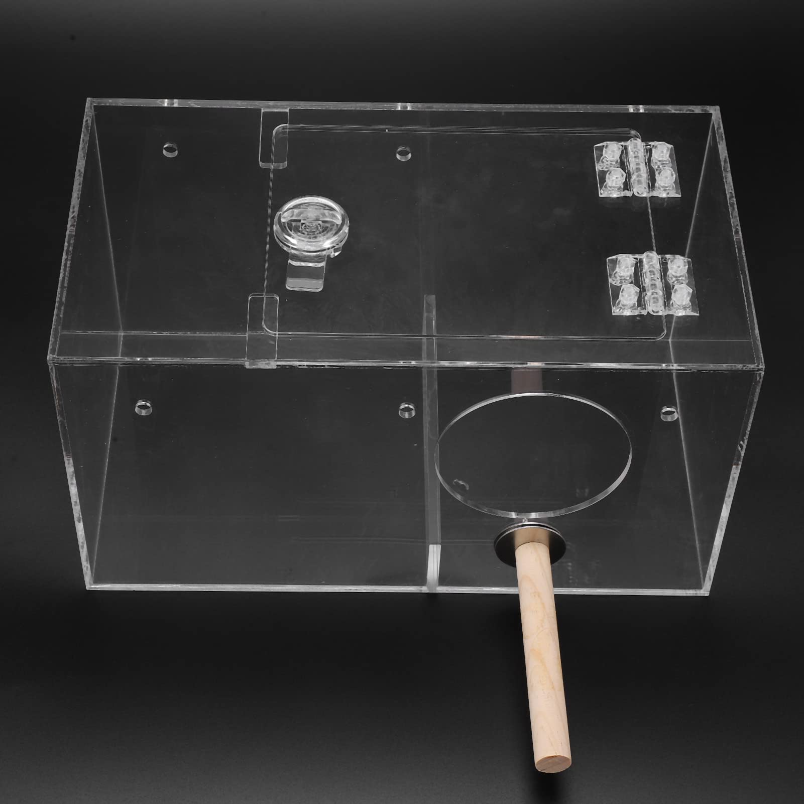Caja acrílica para cría de pájaros, Caja Nido Transparente para Loros con Poste y Acolchado, Material no Seguro, fomenta comportamientos Naturales de anidación para pájaros (Grande 35,83x15,75
