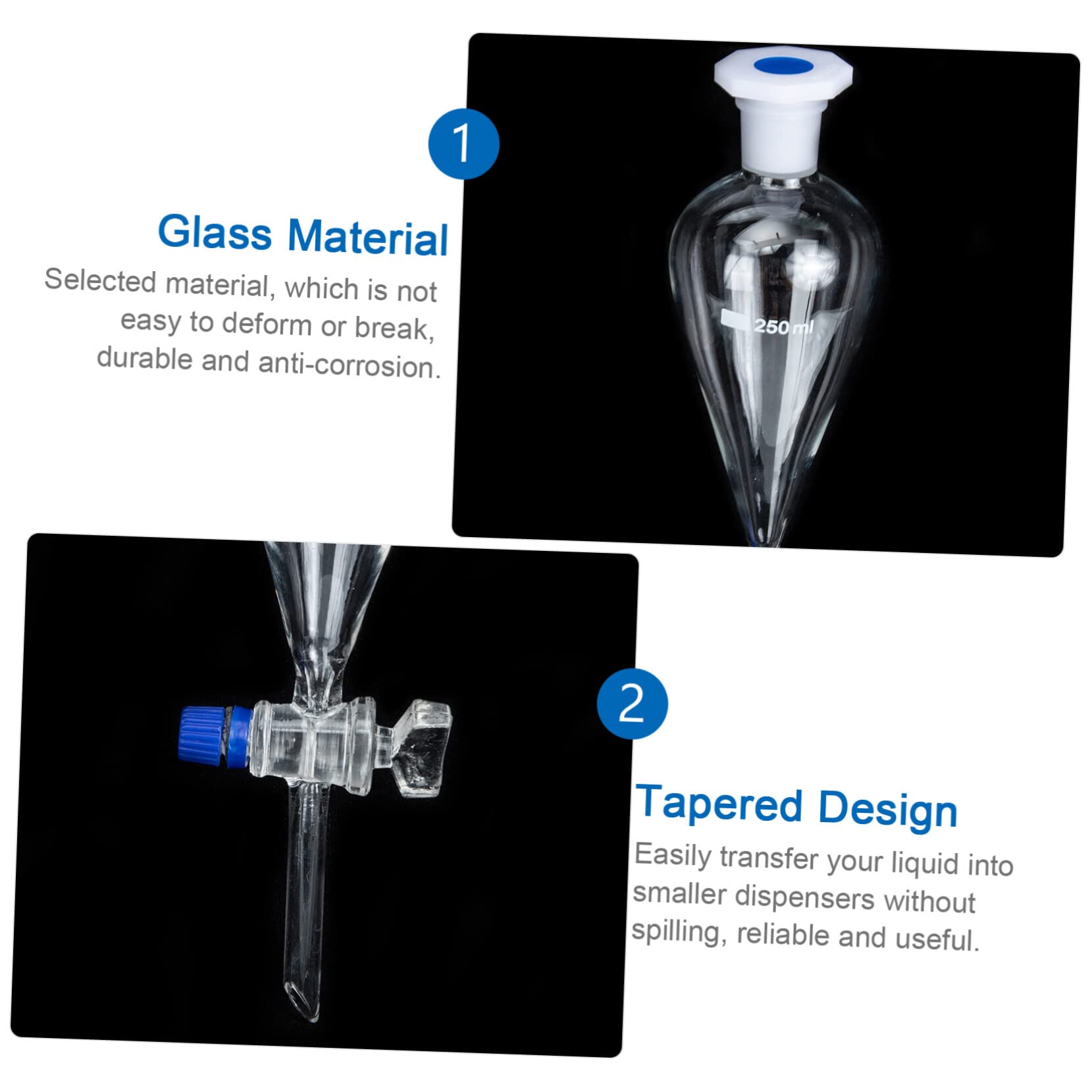 ULTECHNOVO Birnenförmiger Scheidetrichter Glasgelenk Glastrichter Extra Großer Trichter Laborglas Glasscheidetrichter Scheidetrichter 500Ml Konisch Scheidetrichter Zubehör Konisch