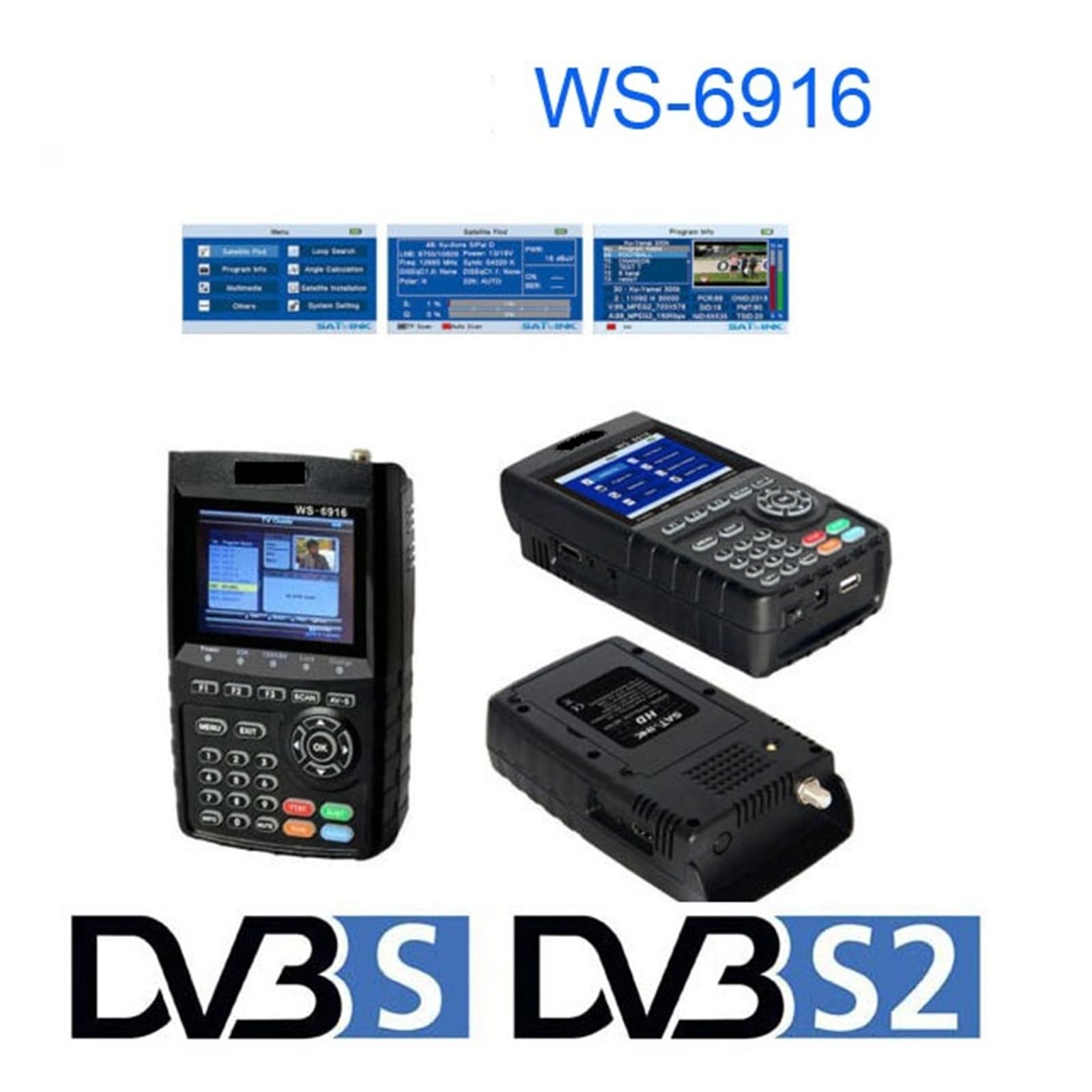 Medidor de buscador de satélite Digital WS-6916 DVB-S2X con Pantalla LCD medidor de Fuerza de búsqueda de señal Full HD Pantalla LCD