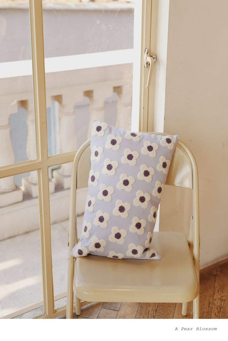 Set di 2 federe per cuscini in cotone ricamato con margherite, 30 x 50 cm, colore: bianco (set da 2)