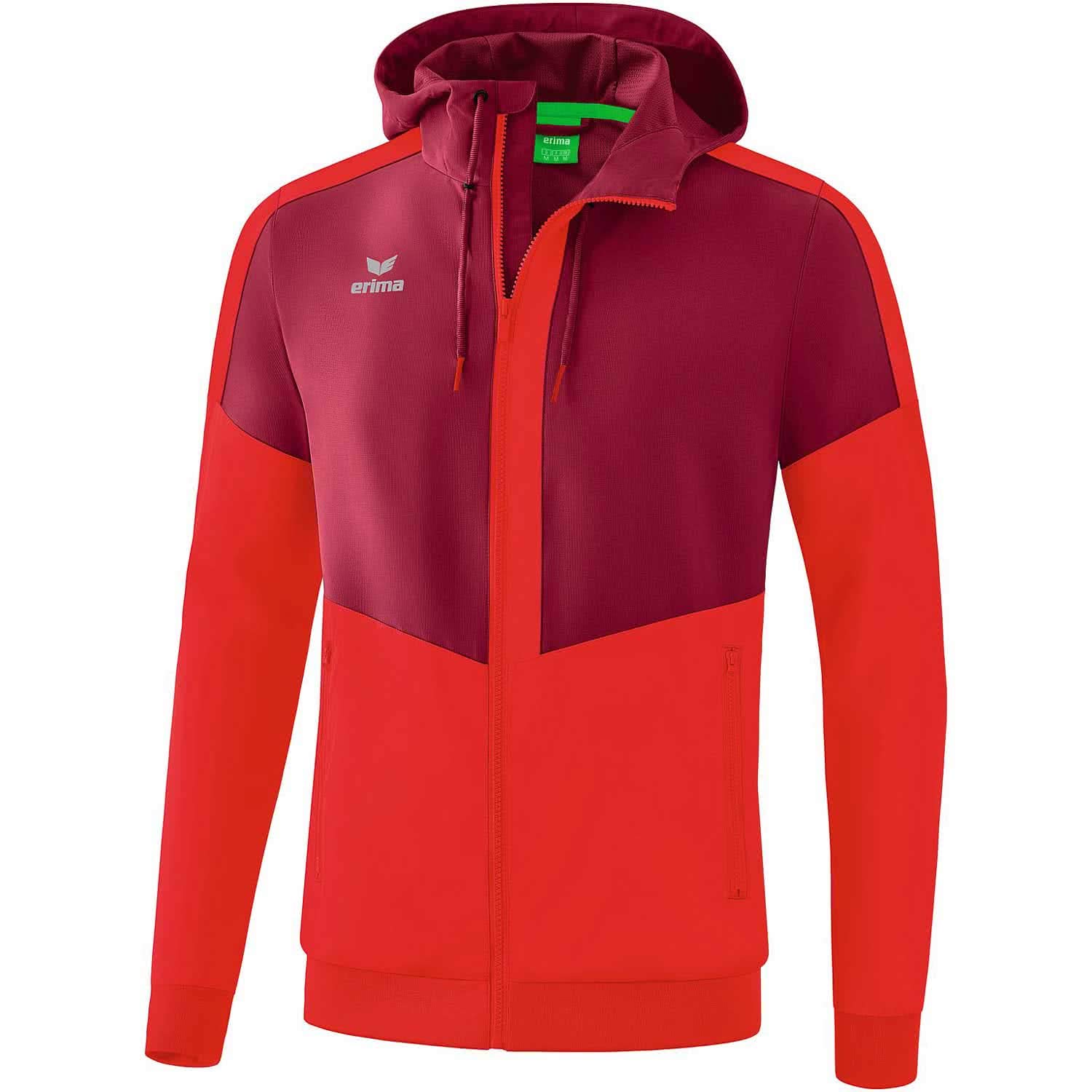 Erima Squad Track Top Jacket with Hood - Bordeaux/Red, Large