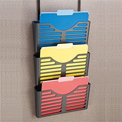 Universal 08163 Recycled Plastic Cubicle Triple File Pocket, Black (UNV08163)