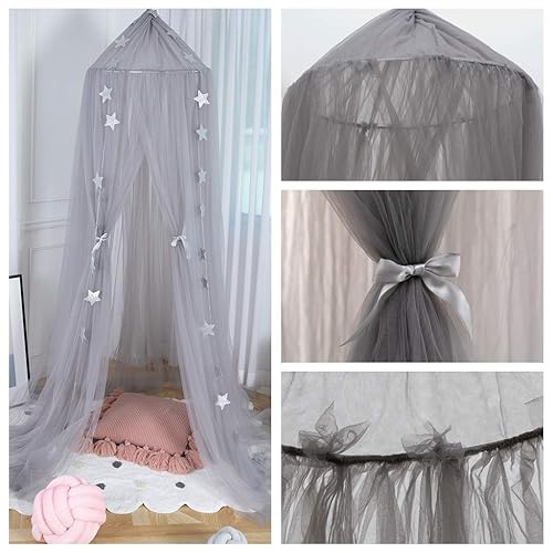 Miniatura 6 de Toldo de cama para niñas toldo de cama de princesa mosquitera cuarto de bebé decoración de sala de juegos cúpula cortinas de red de hilo de alta
