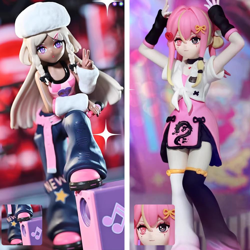 niannyyhouse Anime Blind Box Figur Sammelpuppen Haee Mädchen Musikshow Serie Niedliche Ornamente (6PCs)
