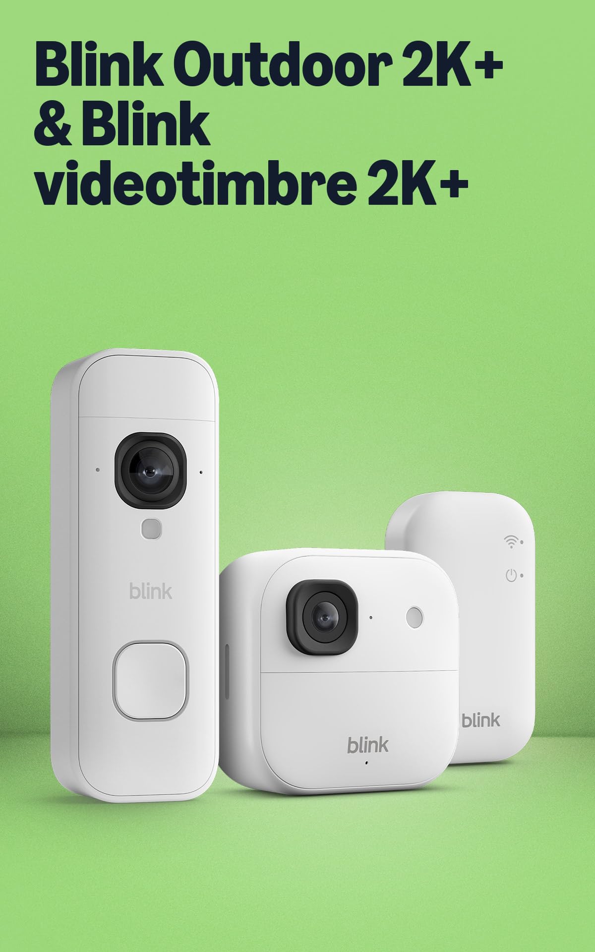 Cámara exterior 2K+ Blink con Blink Videotimbre 2K+ con pilas (última generación), Blanco, módulo de sincronización básico Incluido con descuento