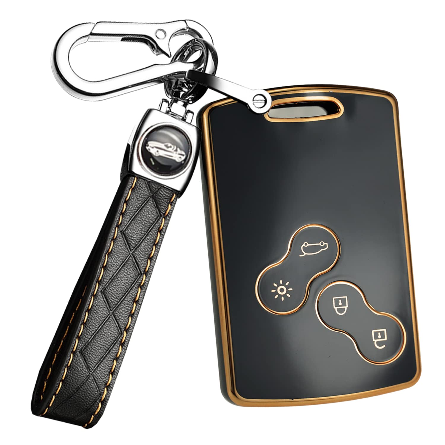 Viviance Auto in Pelle Nera Chiave Cover Custodia Portamonete per Renau-lt Clio Scenic Megane Duster Sandero Captur Twin