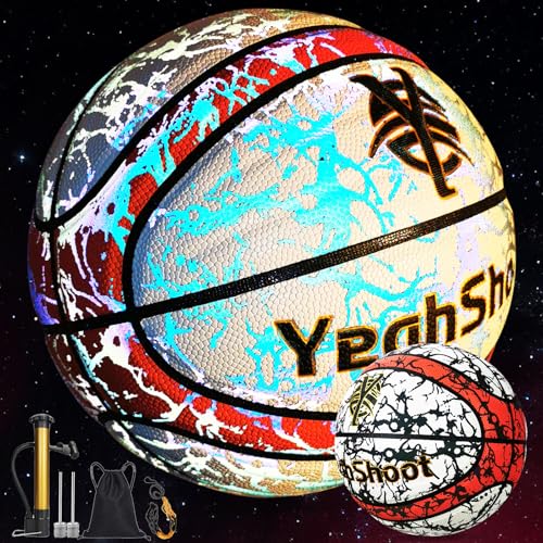 YeahShoot Glow Basketball - Light up Ball for Boys and Youth, Holographic Reflective and Glow in The...