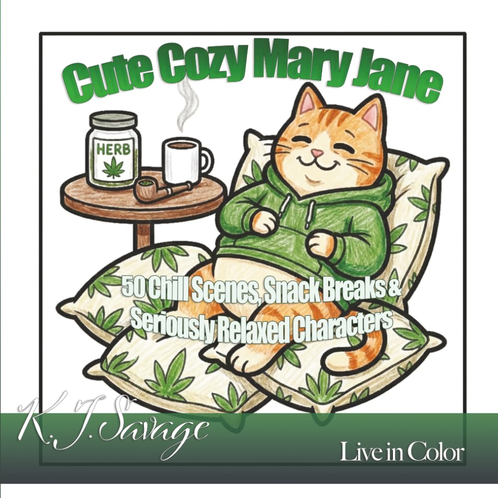 Cute Cozy Mary Jane: A Cute Adult Coloring Book Full of Chill Moments, Munchies, and Extra-Relaxed Characters