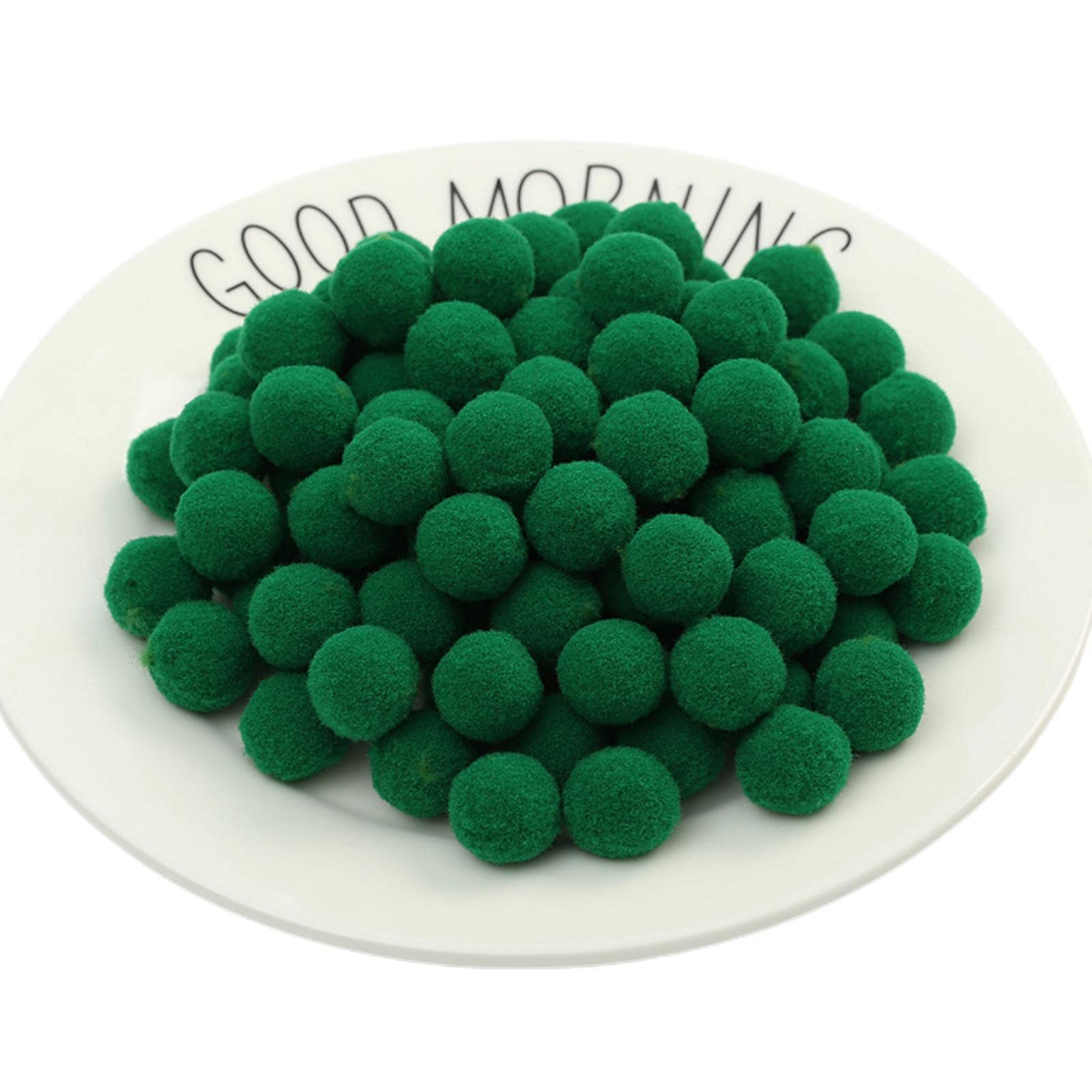 500 Pieces 15mm Craft Pom Poms Fuzzy Ball Cotton Rainbow Ball Easter Festive Pom Pom Self Adhesive Pompoms Fluffy Mini Pom Pom Ball for Jewelry Making Clothing Appliques (40_ Dark Green)