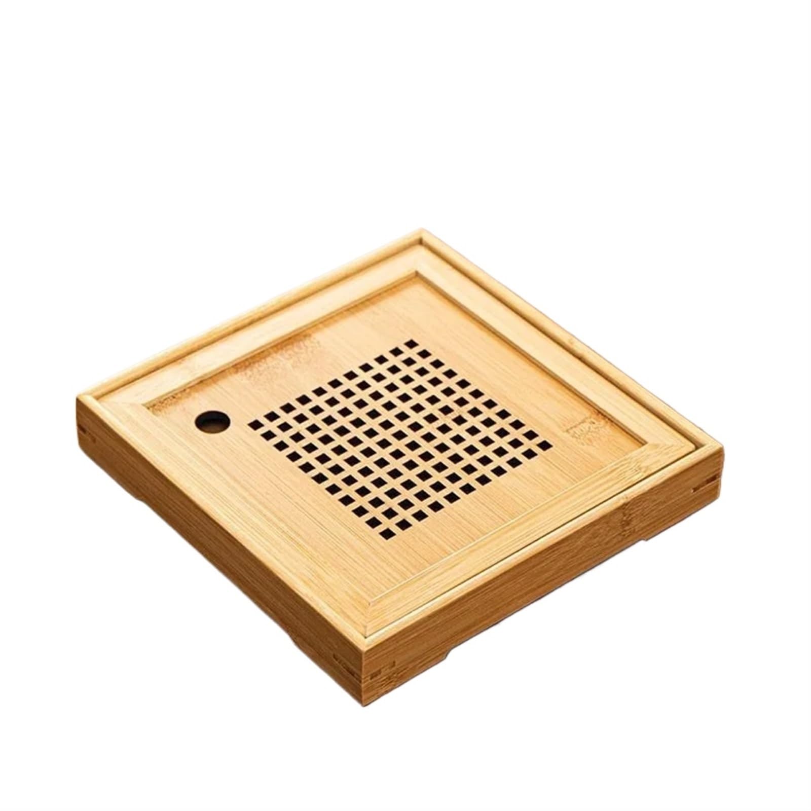 Bandeja Bandeja de té Bandeja de té de Madera Simple con Drenaje Bandeja de Servicio de café de Madera Multifuncional(20X20X3cm)