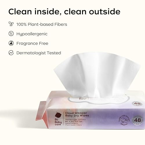 Miniatura 7 de Bc Babycare Toallitas secas, fibras a base de plantas, paño facial multiusos húmedo y seco y toallita para bebés