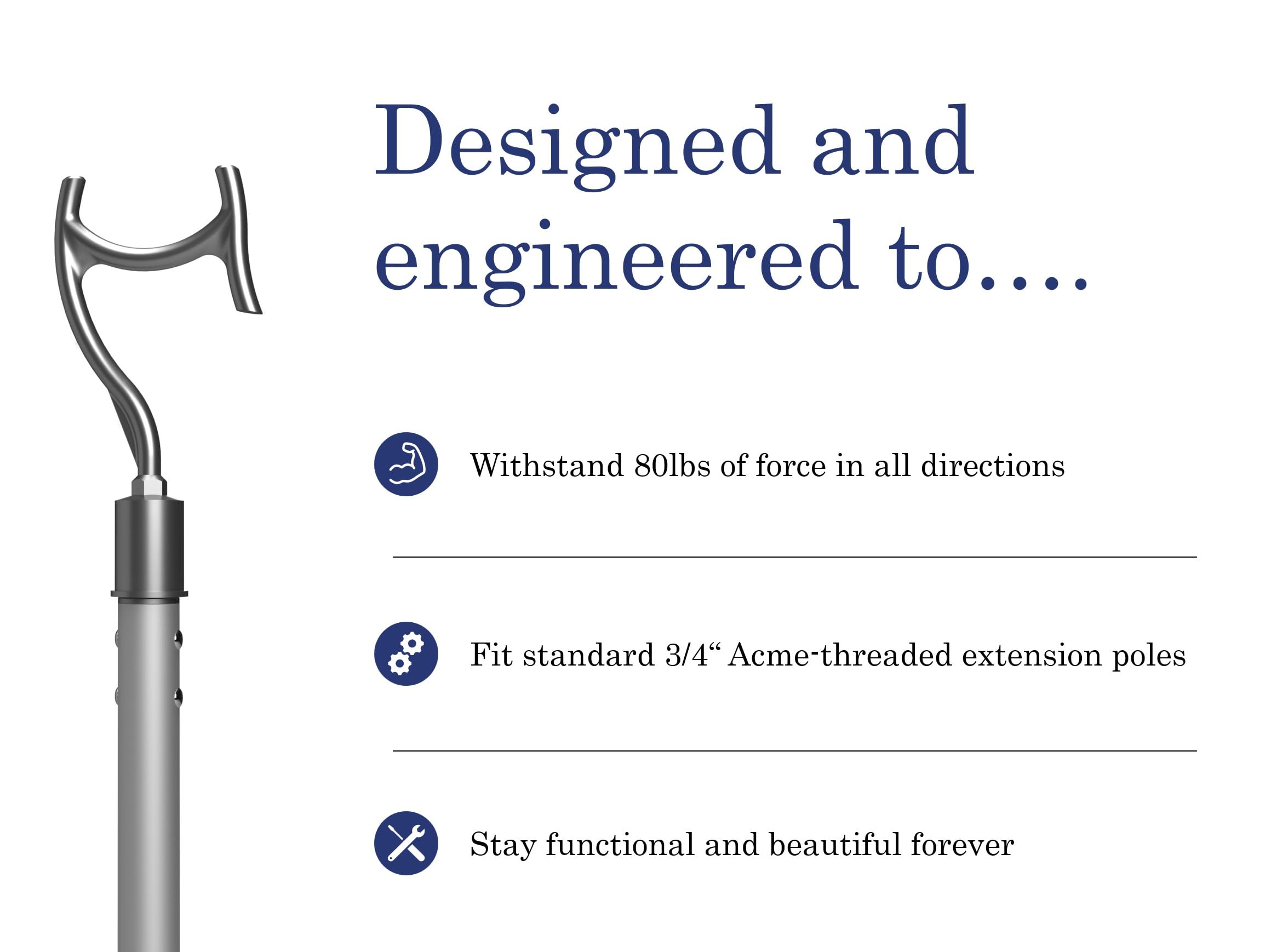 Avibo Hook Attachment for Extension Pole | Home, Roof, Pool, and Landscaping Hook for Extending Reach | Hang Lights | Clean Gutters | Reach High Places