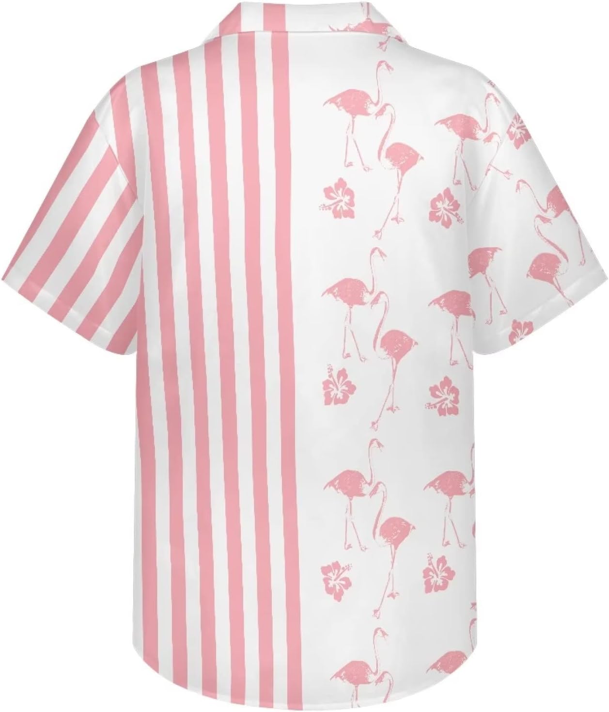 PinUp Angel Hawaiian Shirt for Men Short Sleeves Stripes Button Down Summer Beach Funky Color Block Holiday Dress Shirt - Image 2