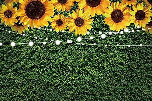Miniatura 4 de Yeele Fondo rústico de hojas verdes de girasol de 10 x 8 pies, luces de encaje para fotografía de cumpleaños, baby shower, boda, aniversario, recién