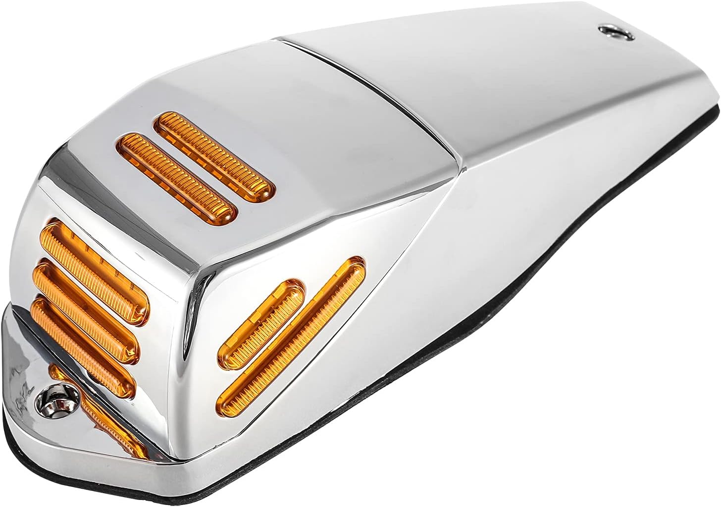 Partsam 5Pcs 48-LED Amber Square Cab Marker Lights compatible with Peterbilt, Super Bright Flat Line Design with Chrome Plastic Housing, Waterproof Sealed Replacement Cab Light Assembly, 12V