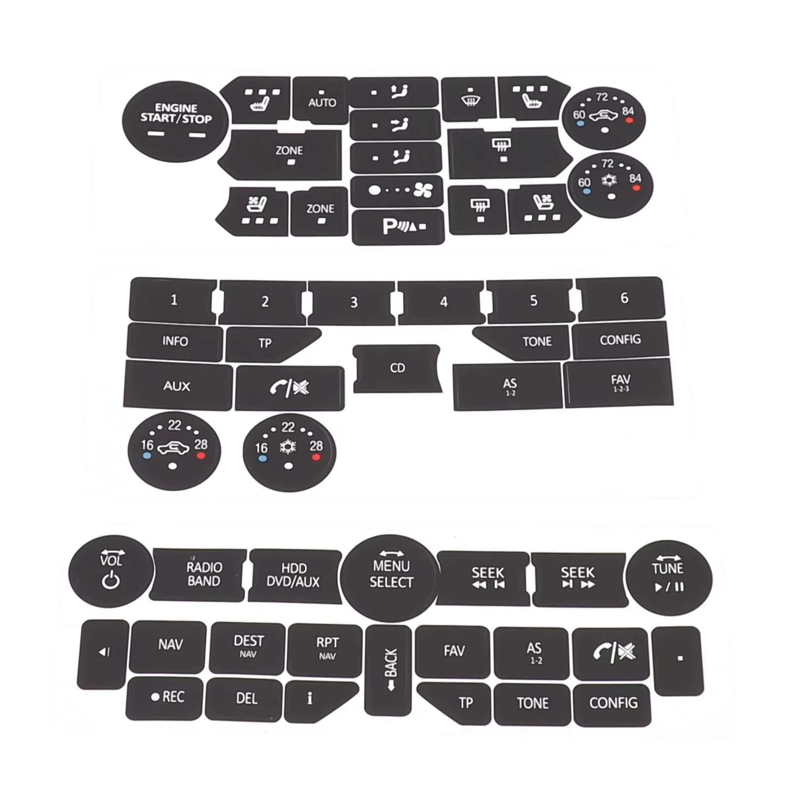 Mrsatxhpm One Color Interior Button Stickers Compatible With Saab 9-5Ng 9-4X