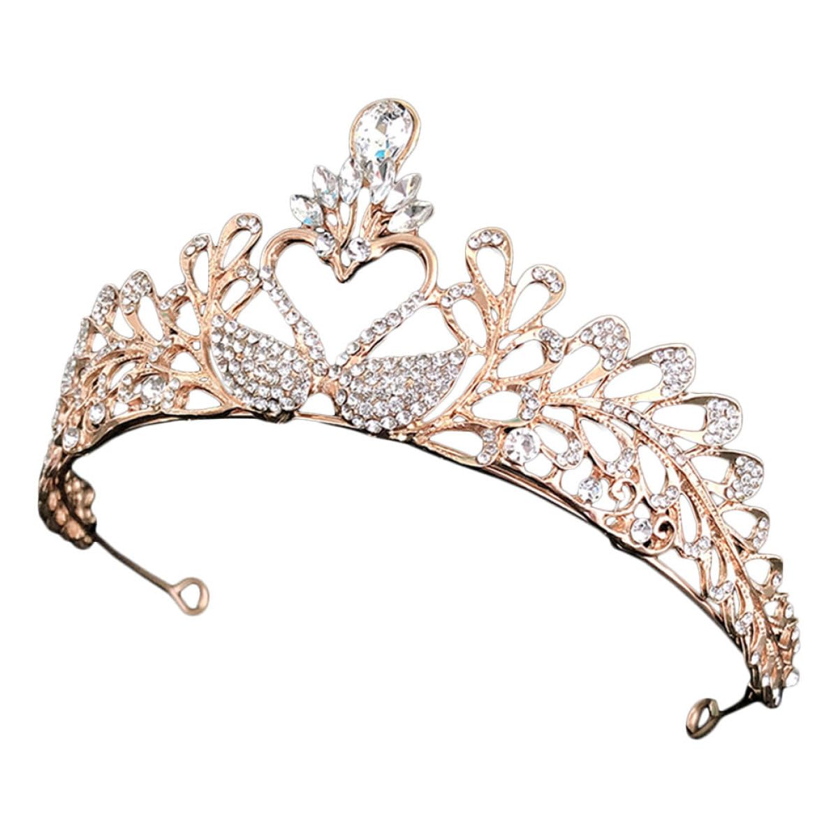 SOIMISS Swan Crown Tiara Rhinestone Headdress for Women Wedding Banquet Hair Accessory Gold Alloy Swan Modeling Bridal Headpiece