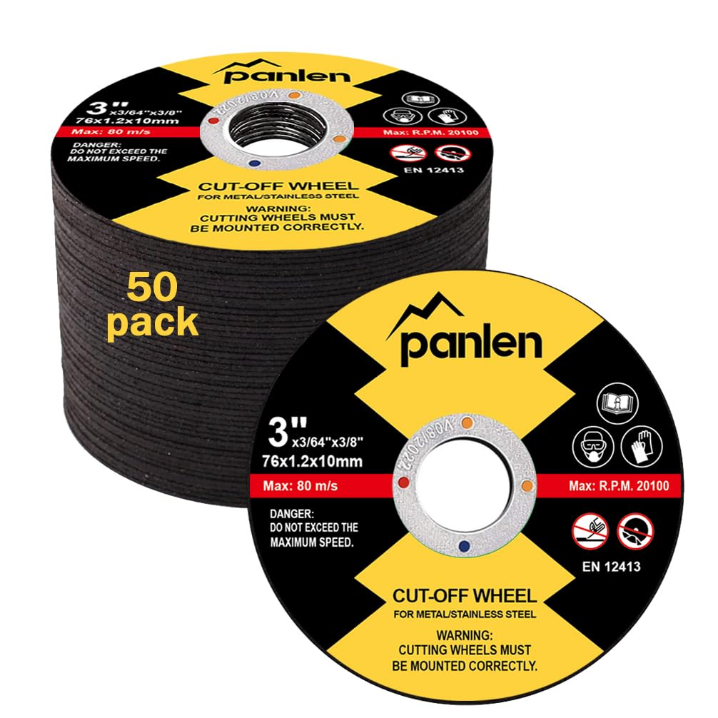 Panlen 50 PCS 3 inch Cutting Disc,3/8" Arbor Cut Off Wheels for Power Die Grinders and Angle Grinder for Metal and Stainless Steel