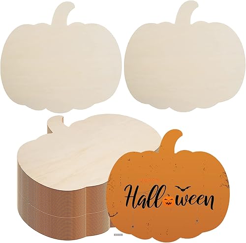 Miniatura 8 de 12 piezas de recortes de calabaza de madera grandes en blanco con forma de calabaza recortada de madera sin terminar manualidades de madera para